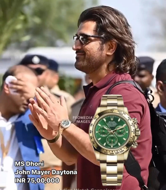 Role_x Daytona Gold Green MS Dhoni Metal Watch (with og box)