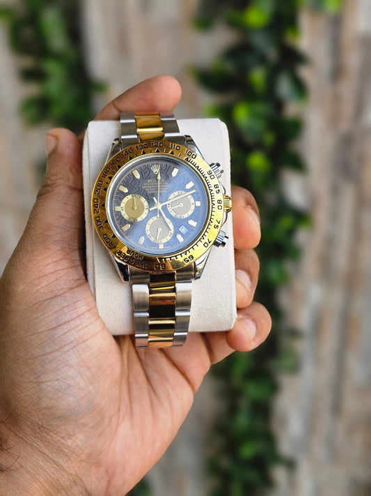 Role_x Daytona gold silver Dual Tone Engraved Watch (with og box)