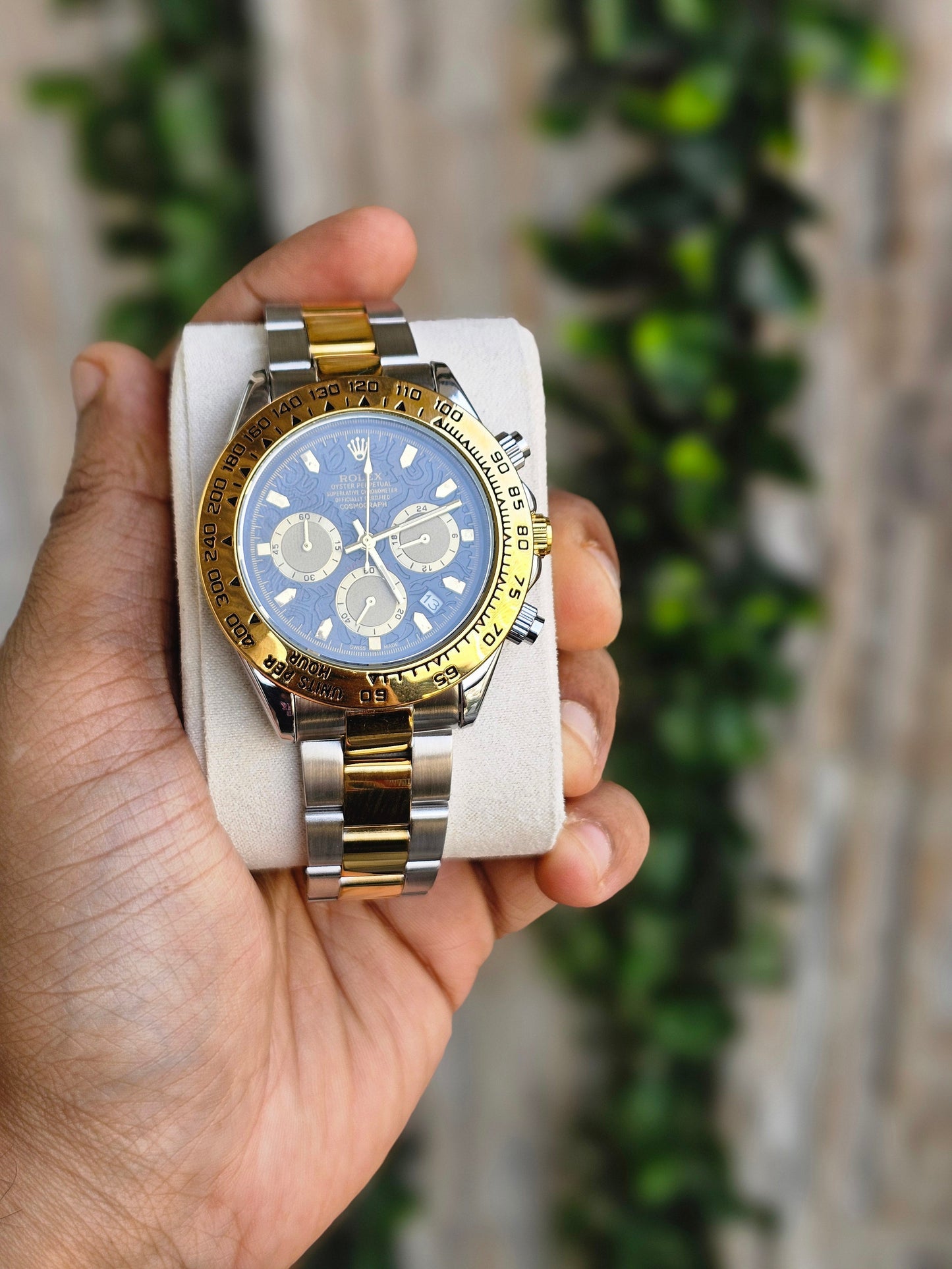 Role_x Daytona gold silver Dual Tone Engraved Watch (with og box)