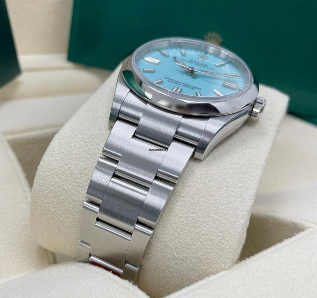 Role_x Tiffany Blue dial Silver metal Belt Watch M S Dhoni (with og box)