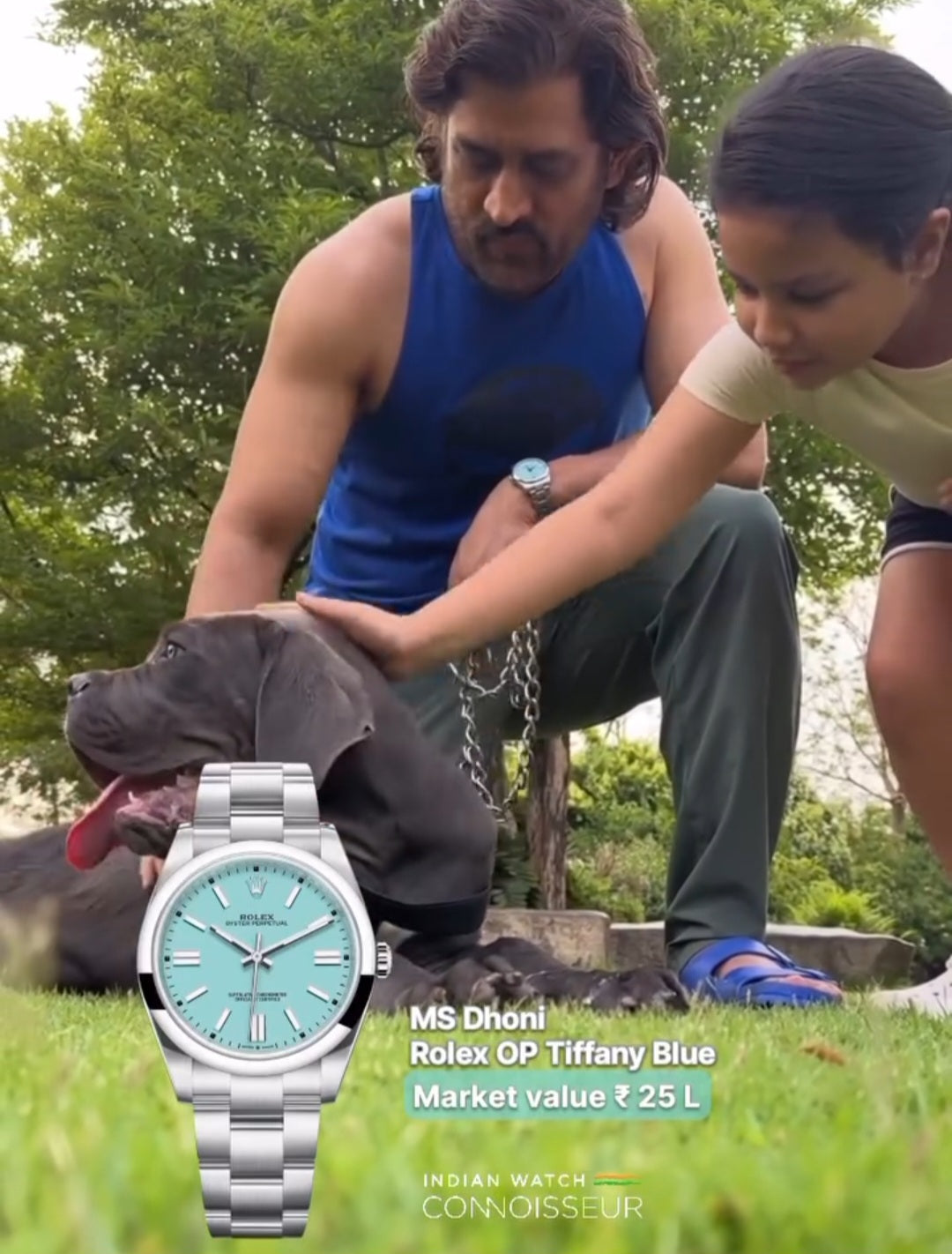 Role_x Tiffany Blue dial Silver metal Belt Watch M S Dhoni (with og box)