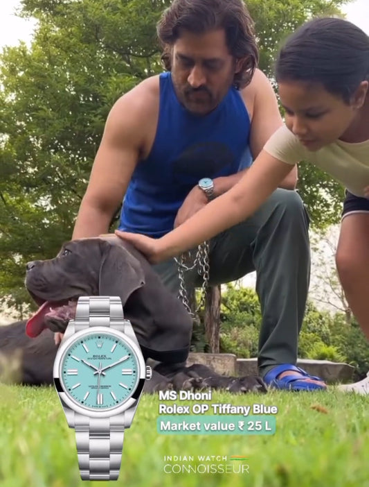 Role_x Tiffany Blue dial Silver metal Belt Watch M S Dhoni (with og box)