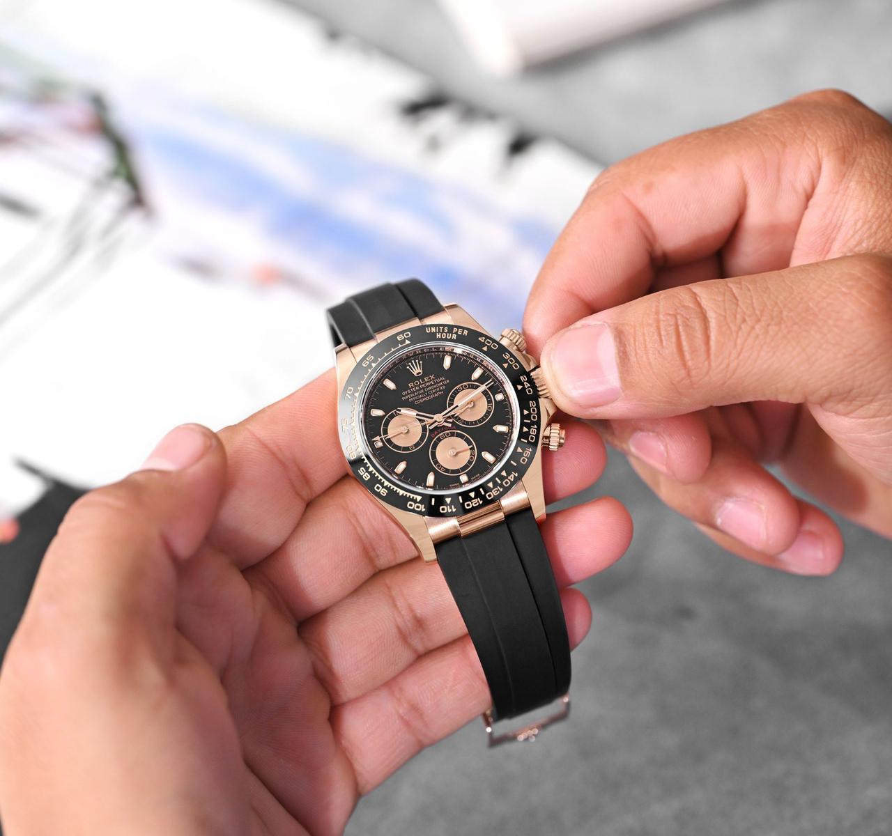 Role_x Chronograph Daytona Rosegold with fiber belt (with og box)